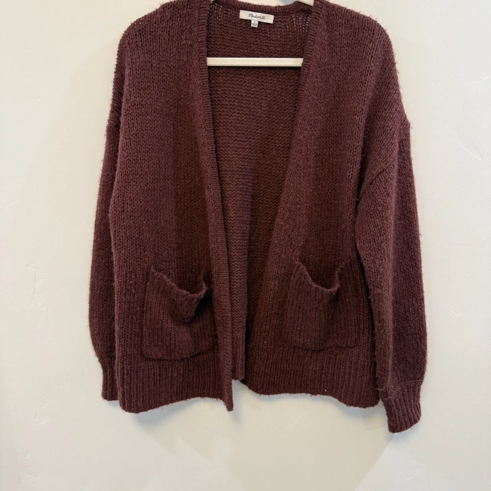 MADEWELL | burgundy Balloon-Sleeve Cardigan Sweater